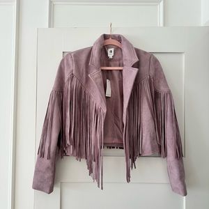 NWT Lavender Suede Fringe Jacket